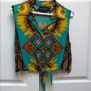 Mink Pink crop top button up